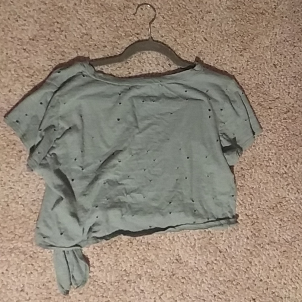 Distressed Olive Green Crop Top